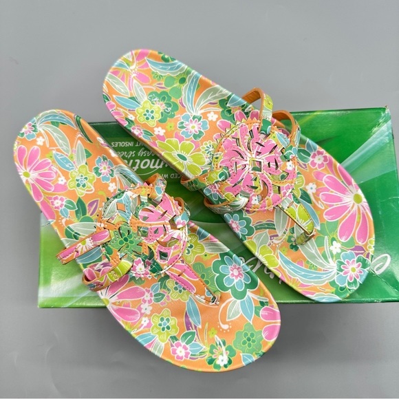 👉 Easy Street Inara Sandals Pink Punch Floral Size 9M Thong Comfort Slides - Picture 5 of 7